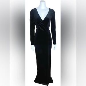 Black crushed velvet Unique Vintage Timeless London gown UK 3X/ 18 (US 16)